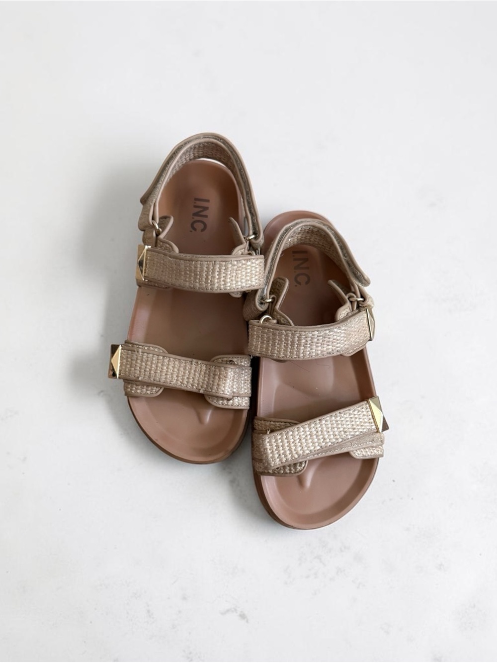 Woven Platform Sandal in Light Tan